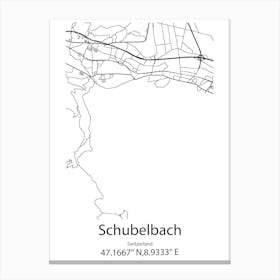 Schubelbach,Switzerland Minimalist Map Canvas Print