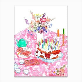 Birthday Tea Party Pink Canvas Print