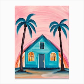 House With Palm Trees 3 Canvas Print