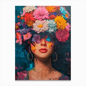 Portrait Woman Gipsy Flowers Floral Painting Poster Canvas Print