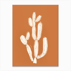 Cactus Line Drawing Nopal Cactus Canvas Print