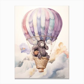 Baby Gorilla 2 In A Hot Air Balloon Canvas Print