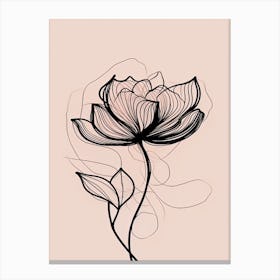 Line Art Lotus Flowers Illustration Neutral 10 Canvas Print