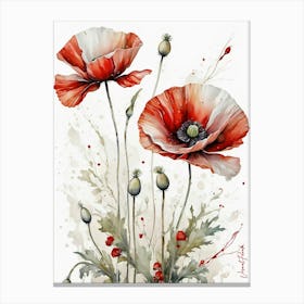 Red And White Poppies 2. Canvas Print