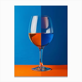 Wine Glass On Blue And Orange Background 1 Canvas Print