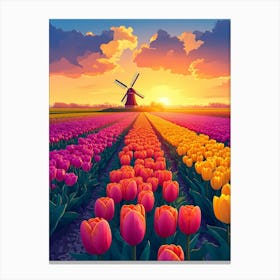 Tulip Field At Sunset Toile