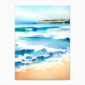 Bondi Beach 3, Sydney, Australia Watercolour Canvas Print