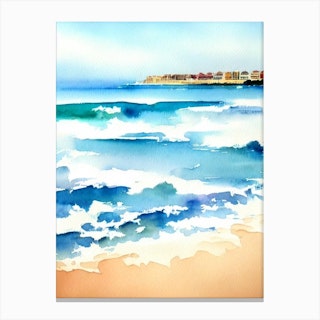 Bondi Beach 3, Sydney, Australia Watercolour Canvas Print