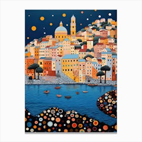 Camogli, Italy, Illustration In The Style Of Pop Art 4 Canvas Print