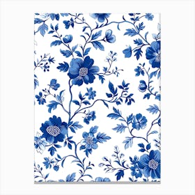 Blue And White Floral Pattern 1 Canvas Print