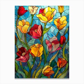 Colorful Stained Glass Flowers 12 Canvas Print