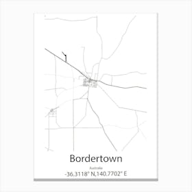 Bordertown,Australia Minimalist Map Canvas Print