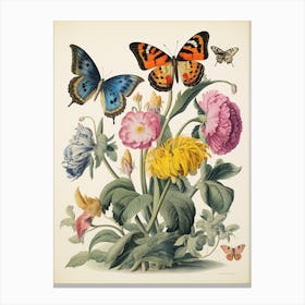 Maria Sibylla Merian Inspired Botanical Flower Print Canvas Print