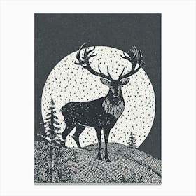 Deer In The Woods dotwork Canvas Print