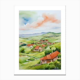 Green plains, distant hills, country houses,renewal and hope,life,spring acrylic colors.51 Canvas Print
