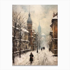 Vintage Winter Painting Vienna Austria 3 Canvas Print