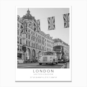 London Black And White Coordinates United Kingdom Canvas Print