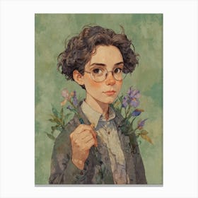 Girl With Flowers 6 Canvas Print