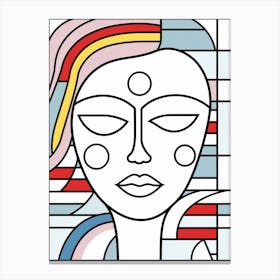 Simple Geometric Face Line Drawing Canvas Print