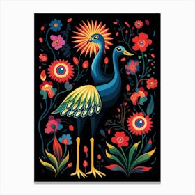 Folk Bird Illustration Emu 2 Canvas Print