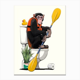 Chimp On The Toilet Canvas Print
