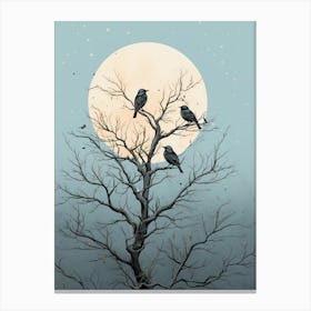 Birds Perching In A Tree Winter 7 Canvas Print