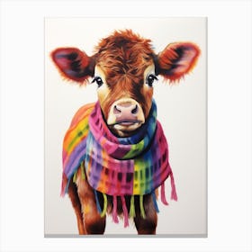 Baby Animal Wearing Sweater Cow 2 Canvas Print