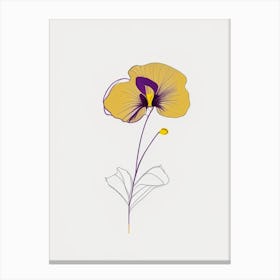 Pansy Floral Minimal Line Drawing 3 Flower Canvas Print