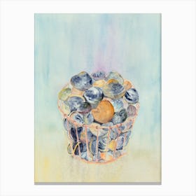 Seashells In A Basket Canvas Print