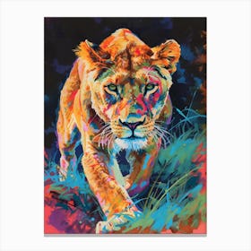 Southwest African Lioness On The Prowl Fauvist Painting 2 Canvas Print