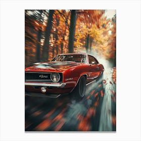 Muscle Car In Autumn Canvas Print