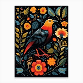 Folk Bird Illustration Crow 1 Canvas Print