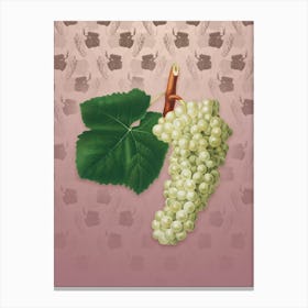 Vintage White Grape Botanical on Dusty Pink Pattern n.1808 Canvas Print