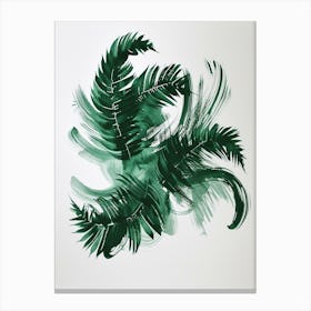 Green Ink Painting Of A Ribbon Fern 2 Canvas Print