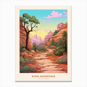 Zion Narrows Usa 1 Hike Poster Canvas Print