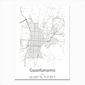 Guantanamo,Cuba Minimalist Map Canvas Print