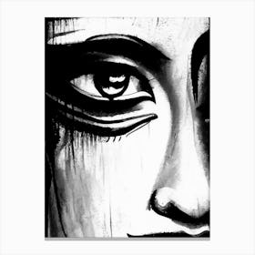 Buddha S Eyes Symbol Black And White Painting Canvas Print