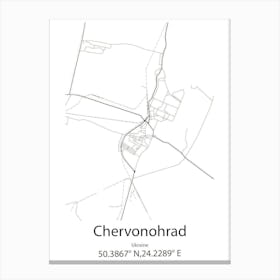 Chervonohrad,Ukraine Minimalist Map Canvas Print