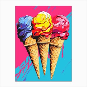 Pop Art Colourful Ice Cream Cone 1 Canvas Print