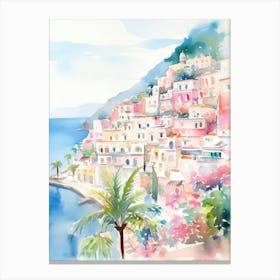 Positano, Italy Watercolour Streets 2 Canvas Print