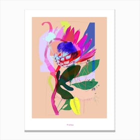 Protea 2 Neon Flower Collage Poster Canvas Print
