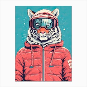 Tiger Illustrations Wearing Ski Gear 4 Canvas Print