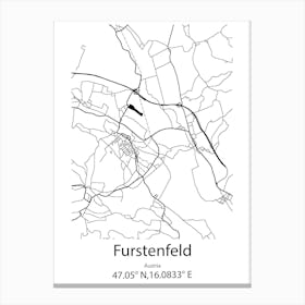 Furstenfeld,Austria Minimalist Map Canvas Print