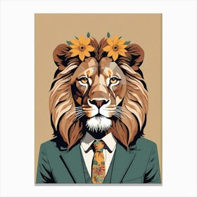 Lion Portrait In A Suit (8) Canvas Print