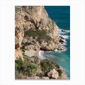 Cliffs and dream beach on the Mediterranean coast Canvas Print
