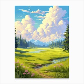 Prairie Landscape Pixel Art 4 Canvas Print
