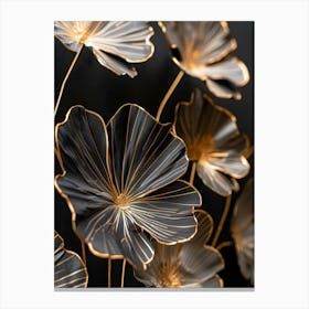 Black And Gold Flowers 1 Canvas Print