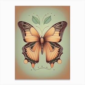 Butterfly Outline Retro Illustration 3 Canvas Print