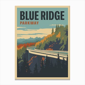 Blue Ridge Parkway Travel Poster Shenandoah National Park to Great Smoky Mountains National Park Canvas Print