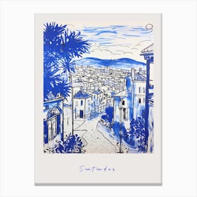 Santander Spain Mediterranean Blue Drawing Poster Canvas Print